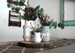 DIY Valentine's Decorations with wooden hearts
