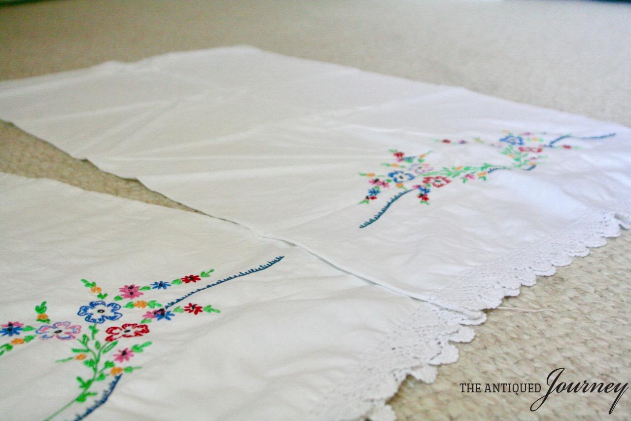 Repurposing Vintage Embroidered Pillowcases The Antiqued Journey