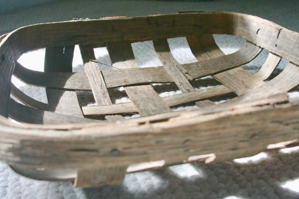 worn wooden antique tobacco basket