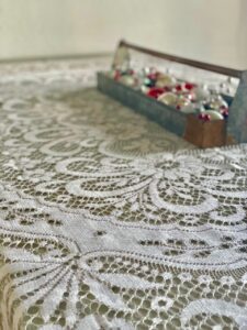a vintage lace tablecloth