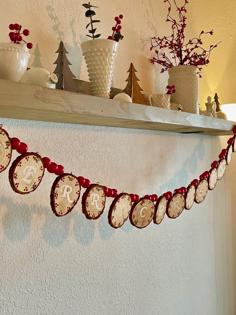 wood round and beaded garland