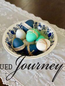DIY Easter eggs in a vintage bowl
