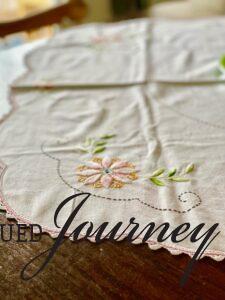 vintage linen with scalloped edges