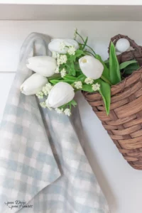 a tulip basket on a peg rack from Open Doors Open Hearts