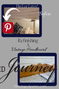 a before and after of a vintage wooden headboard that has been refinished down to the maple wood