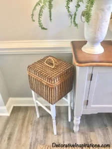 a re-purposed picnic basket from Decorative Inspirations