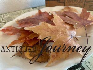 fall leaves on an Ironstone plate