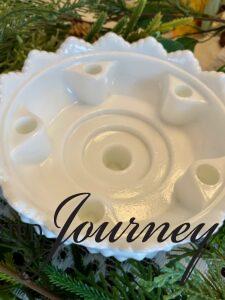 vintage Fenton milk glass bowl with candle holders