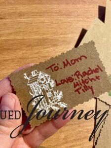 a DIY stamped Christmas gift tag