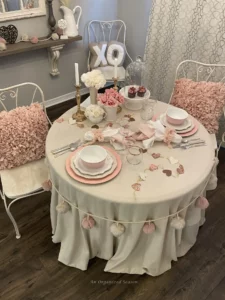a valentines day table display from An Organized Season