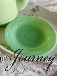 a jadeite saucer used on a Spring tray
