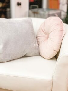 a DIY Valentine pillow in grey from Saved From Salvage