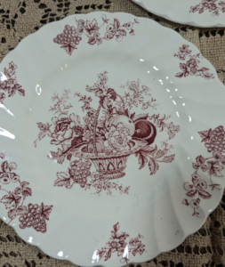 red transferware dishes