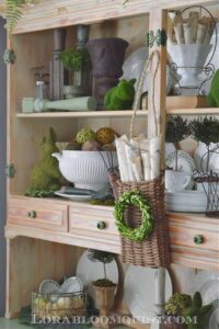 a hutch all decorated for Spring from Lora Bloomquist