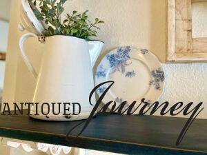 a vintage plate used on a shelf for Spring