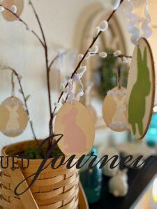 DIY bunny ornaments on an Easter tree