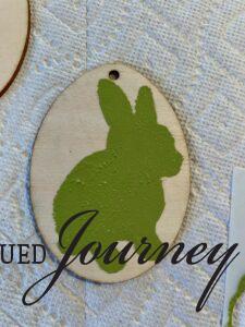 a green bunny stencil for Easter ornaments