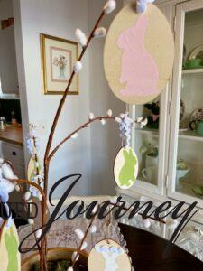 DIY bunny ornaments on a tree for Easter
