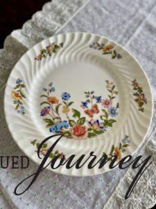 a thrifted vintage plate with flowers