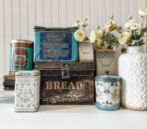 vintage tins from Lost and Found Decor