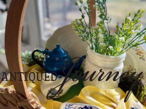 a decorative basket styled for Spring