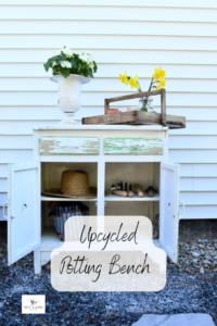 an upcycled potting bench from Sky Lark House