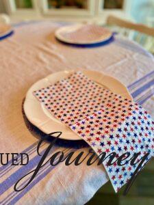 a paper napkin with stars for a 4th of July tablescape