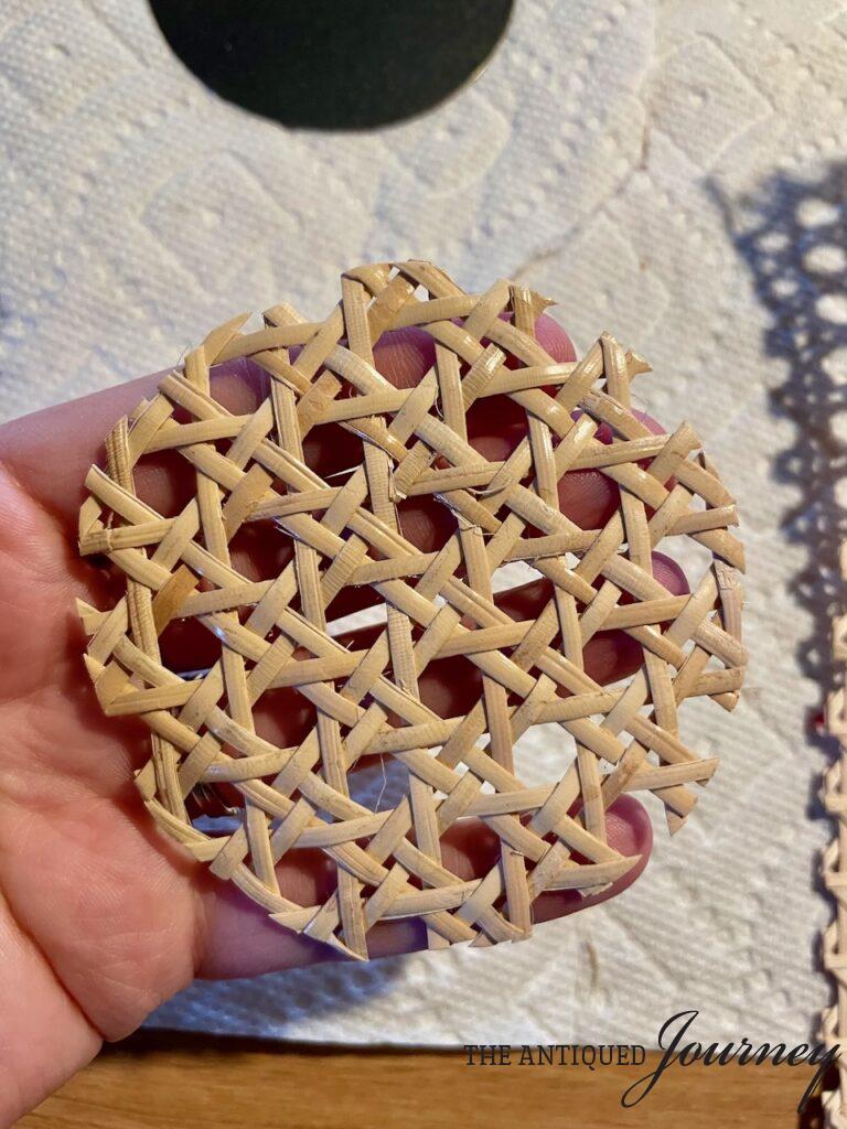 DIY Mini Tart Pan Coasters with Cane - The Antiqued Journey