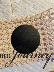 a tart pan middle traced onto cane to make a coaster
