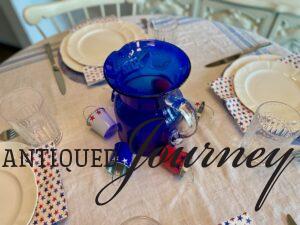 mini patriotic tin pails used for a 4th of July table