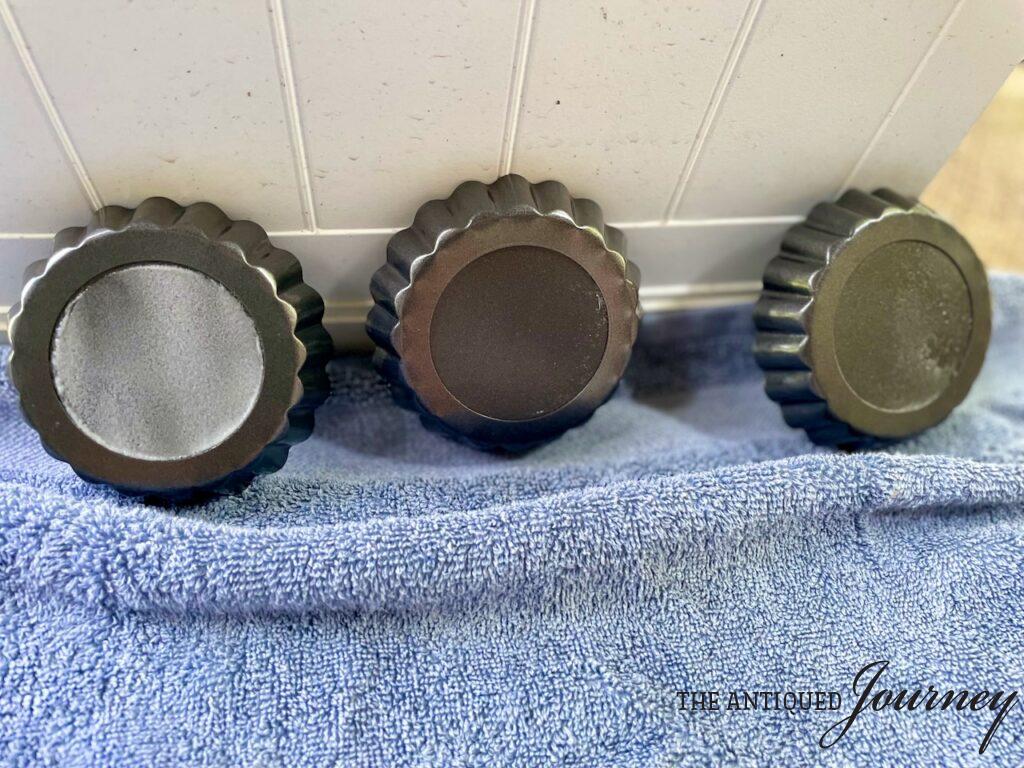 DIY Mini Tart Pan Coasters with Cane - The Antiqued Journey