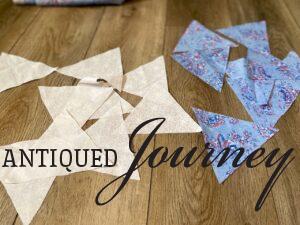 fabric triangles cut out for a DIY bunting banner