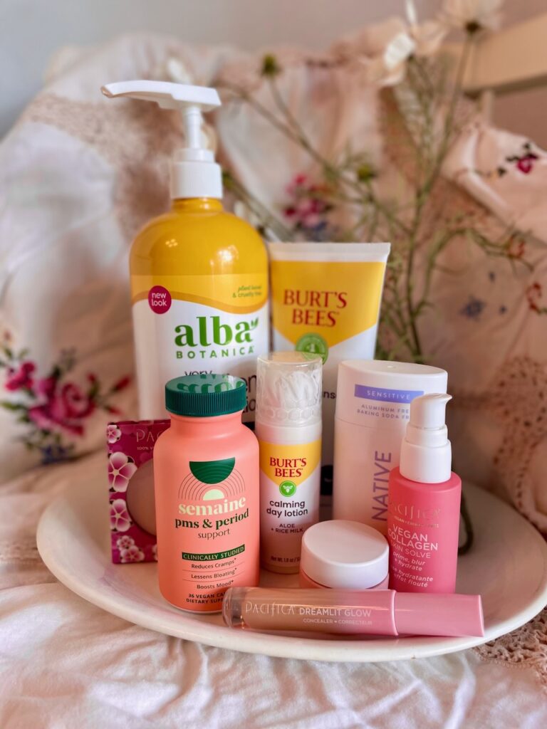 a tray of favorite clean health and beauty products