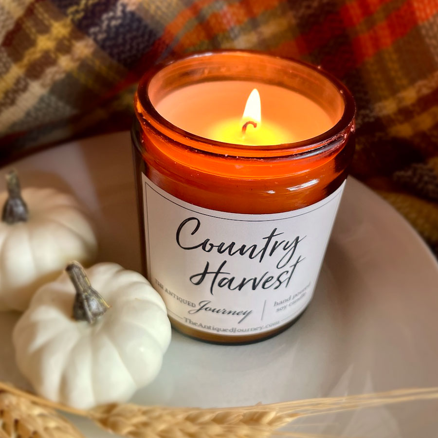 a hand poured soy wax Fall scented candle 'Country Harvest' for sale