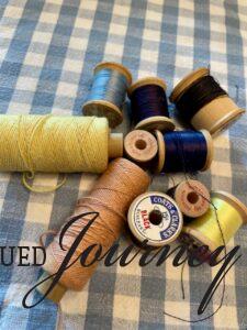 vintage wooden thread spools used for Fall