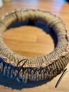 braided twine and ribbon on a Fall DIY wreath