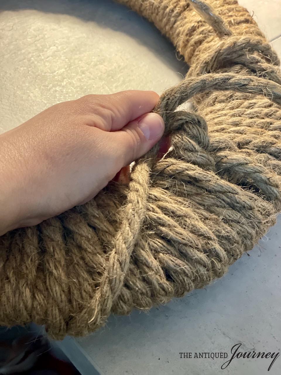 Simple Fall Wreath DIY with Braided Rope - The Antiqued Journey