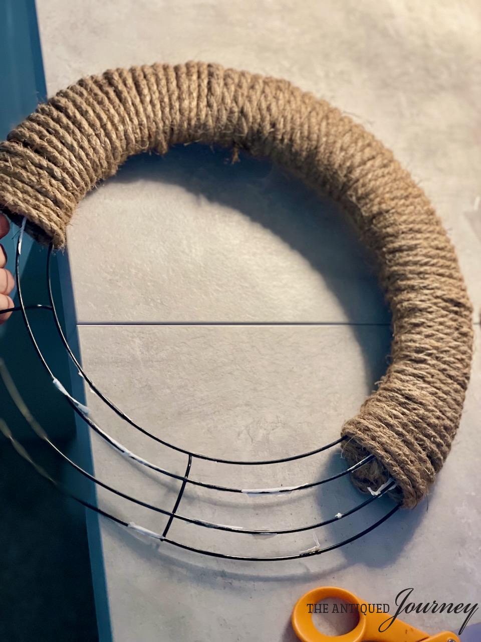 Simple Fall Wreath DIY with Braided Rope - The Antiqued Journey