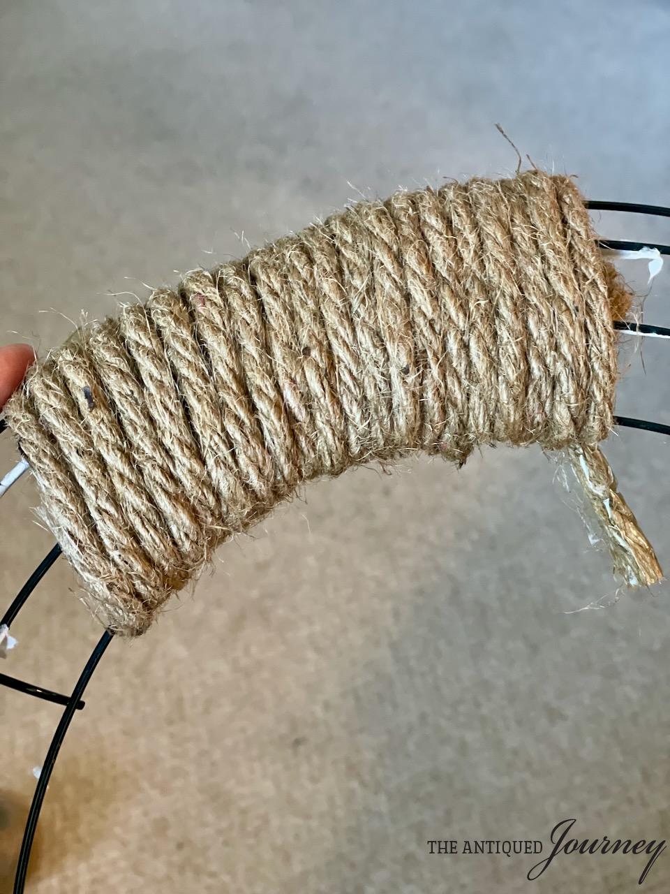 Simple Braided Rope Wreath DIY For Fall - The Antiqued Journey