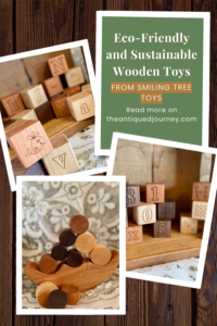 three photos of wooden toys 