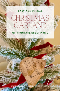 a christmas garland with vintage sheet music