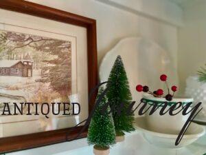 decorating with vintage Christmas glitter trees and ironstone