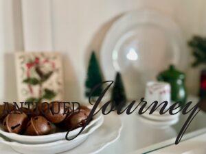 decorating with vintage Christmas items bells and ironstone