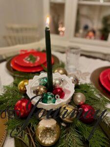 candle light for Christmas table setting