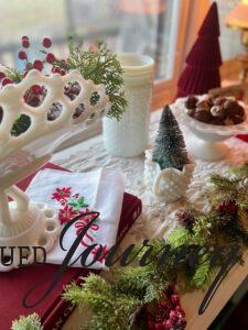 vintage holiday decor with vintage linens