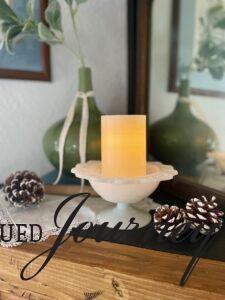 Winter mantel candle
