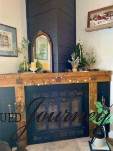 winter Mantel decor with vintage finds