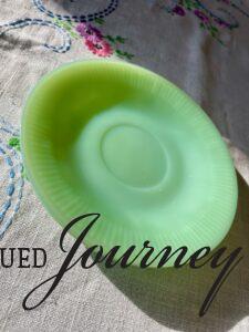 vintage jadeite saucers from the thrift store