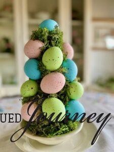 finished Easter egg topiary DIY