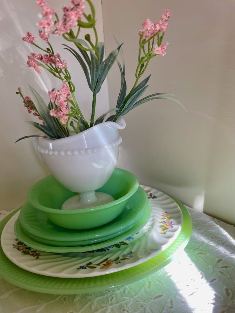 spring decorating with thrifted finds